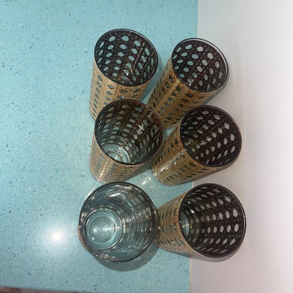 Culver Vintage Glasses Set of 6 Cannella 22K Gold Highball Mid Century Barware - Picture 3 of 9